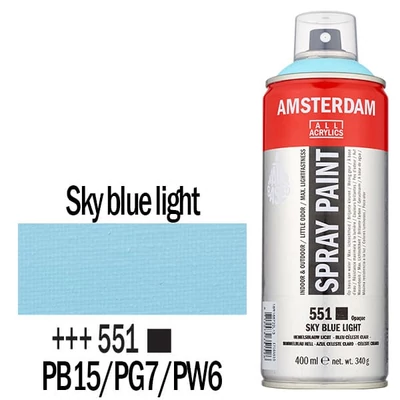 Talens Amsterdam vízbázisú akrilfesték spray, 400 ml - 551, sky blue light