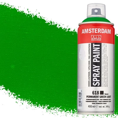 Talens Amsterdam vízbázisú akrilfesték spray, 400 ml - 618, permanent green light