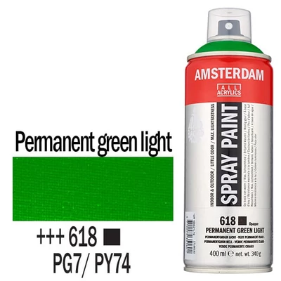 Talens Amsterdam vízbázisú akrilfesték spray, 400 ml - 618, permanent green light