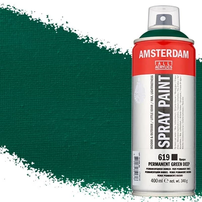 Talens Amsterdam vízbázisú akrilfesték spray, 400 ml - 619, permanent green deep