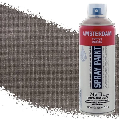 Talens Amsterdam vízbázisú akrilfesték spray, 400 ml - 745, black transparent