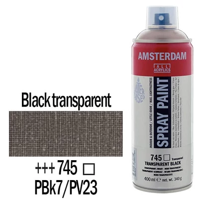 Talens Amsterdam vízbázisú akrilfesték spray, 400 ml - 745, black transparent