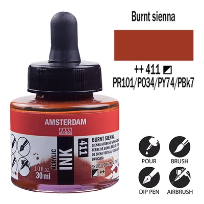Talens Amsterdam akriltinta, 30 ml - 411, burnt sienna