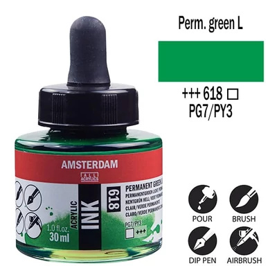 Talens Amsterdam akriltinta, 30 ml - 618, permanent green light