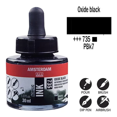 Talens Amsterdam akriltinta, 30 ml - 735, oxide black