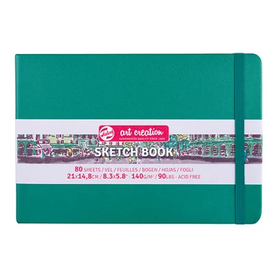 Talens Art Creation Sketch Book rajz- és vázlatfüzet, 140 g, 80 lap - A5 fekvő, sötétzöld