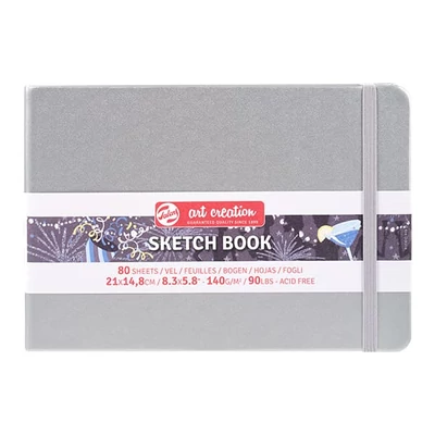 Talens Art Creation Sketch Book rajz- és vázlatfüzet, 140 g, 80 lap - A5 fekvő, ezüst