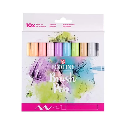 Talens Ecoline Brush Pen akvarell ecsetfilc készlet - 10 db, Pastel
