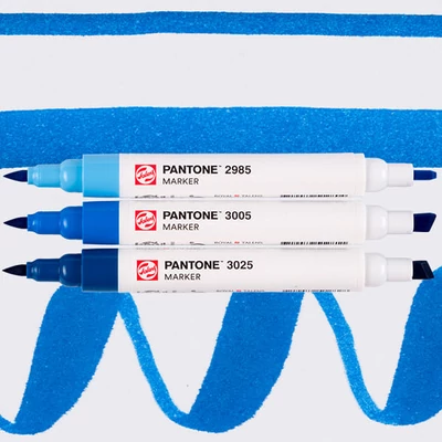 Talens Pantone kétvégű ecsetfilc készlet - 3 db, Blue