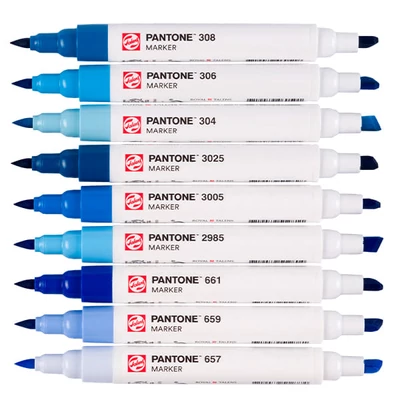 Talens Pantone kétvégű ecsetfilc készlet - 9 db, Blue