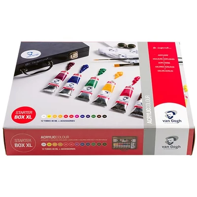 Talens Van Gogh akril festőkészlet - Starter Box XL: 19 db-os, fadobozos