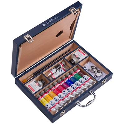 Talens Van Gogh akril festőkészlet - Starter Box XL: 19 db-os, fadobozos