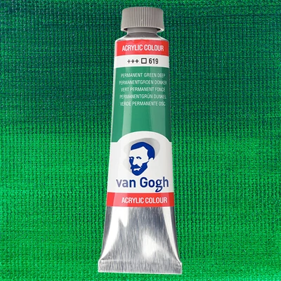 Talens Van Gogh akrilfesték, 40 ml - 619, permanent green deep