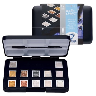 Talens Van Gogh akvarellfesték készlet - 12 db, metál és interference színek