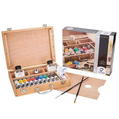 Talens Van Gogh olaj festőkészlet - 10x40 ml + kiegészítők, fadobozos