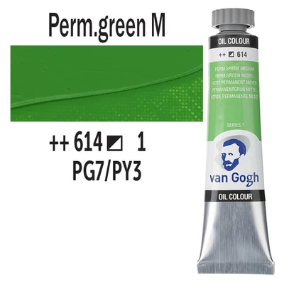 Talens Van Gogh olajfesték, 20 ml - 614, permanent green medium