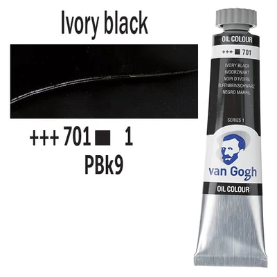 Talens Van Gogh olajfesték, 20 ml - 701, ivory black