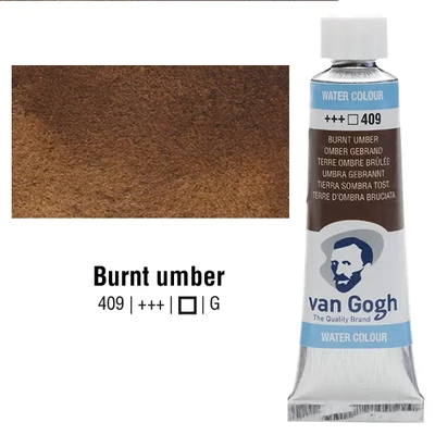 Talens Van Gogh tubusos akvarellfesték, 10 ml - 409, burnt umber, granuláló
