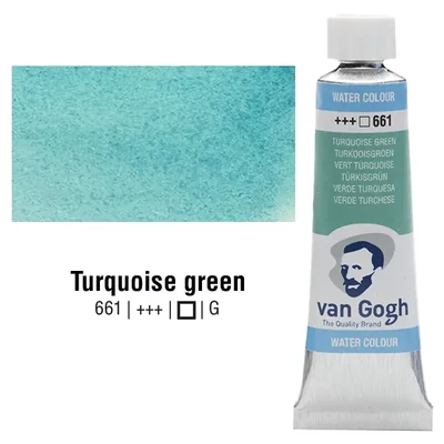 Talens Van Gogh tubusos akvarellfesték, 10 ml - 661, turquoise green, granuláló