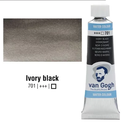 Talens Van Gogh tubusos akvarellfesték, 10 ml - 701, ivory black