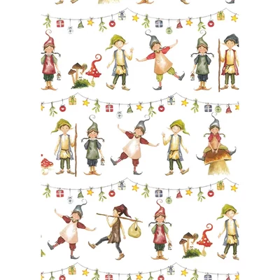 Tassotti decoupage papír - manók, gombák és karácsonyi fantázia