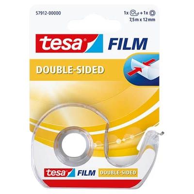 Tesa 57912 Tesafilm kétoldalas ragasztószalag eldobható tépővel, 12 mm x 7,5 m