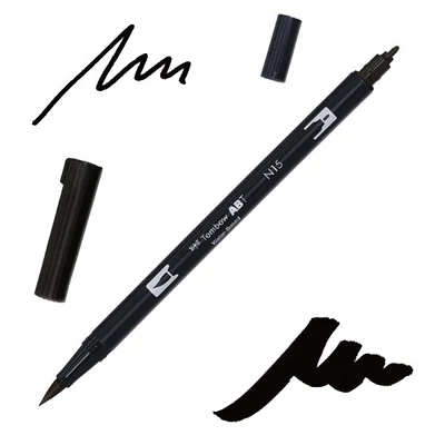Tombow abt dual brush pen kétvégű filctoll - N15, black