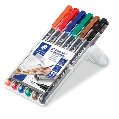 Alkoholos marker készlet, Staedtler, Lumocolor, 0,4mm - 6db