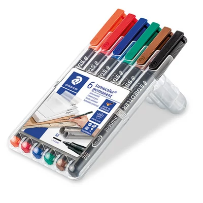 Alkoholos marker készlet, Staedtler, Lumocolor, 1mm - 6db