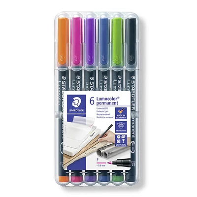 Alkoholos marker készlet, Staedtler, Lumocolor, 0,6mm, intenzív színek - 6db