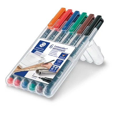 Alkoholos marker készlet, Staedtler, Lumocolor, 0,6mm - 6db