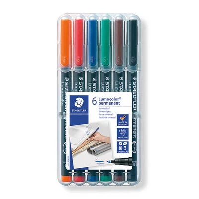 Alkoholos marker készlet, Staedtler, Lumocolor, 0,6mm - 6db