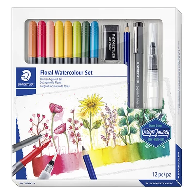 Ecsetirón készlet, Staedtler, Design Journey, Floral watercolour, kétvégű - 12db