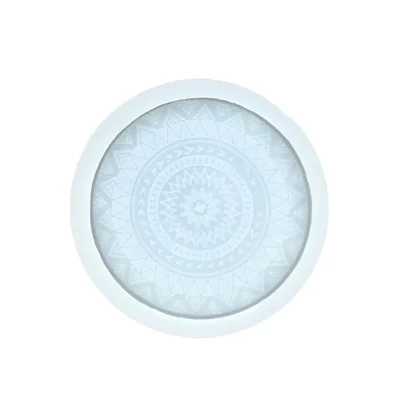 Jesmonite szilikon öntőforma akril- és műgyantához - kerek, peremes mandala alátét, 11 cm
