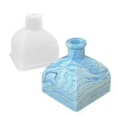 Jesmonite szilikon öntőforma akril- és műgyantához - szögletes váza, palack, 7,7x7,9 cm