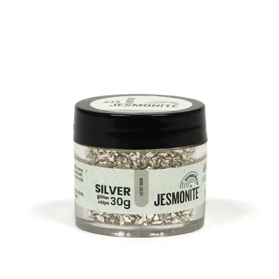 Jesmonite Glitter Chips üveggranulátum, 30 g - ezüst