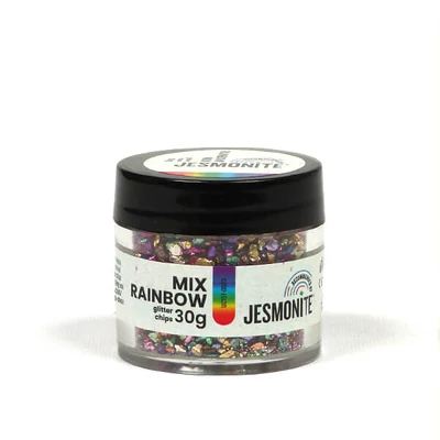 Jesmonite Glitter Chips üveggranulátum, 30 g - szivárvány