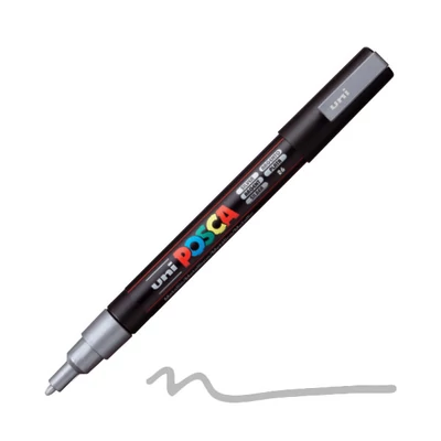 UNI POSCA PC-3M filctoll, 0,9-1,3 mm - 26, ezüst