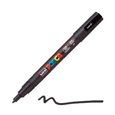 UNI POSCA PC-3M filctoll, 0,9-1,3 mm - 24, fekete