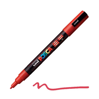 UNI POSCA PC-3M filctoll, 0,9-1,3 mm - 15, piros