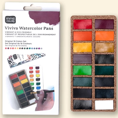 Viviva akvarellfesték készlet, 16 db, Original colors