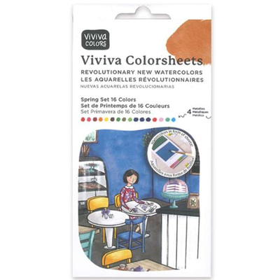 Viviva Colorsheets akvarellfestő papírpaletta készlet - 16 szín, Spring Single Set