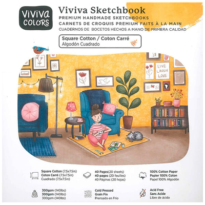 Viviva Sketchbook Cotton vázlatfüzet, 300 g, érdes, 40 oldal - 19x19 cm