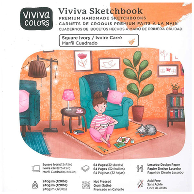 Viviva Sketchbook Ivory vázlatfüzet, 240 g, sima, 64 oldal - 19x19 cm