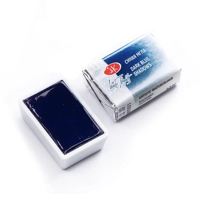 White Nights szilkés akvarellfesték, 2,5 ml, granuláló - 555, dark blue shadows