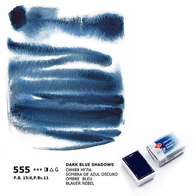 White Nights szilkés akvarellfesték, 2,5 ml, granuláló - 555, dark blue shadows