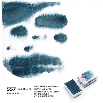 White Nights szilkés akvarellfesték, 2,5 ml, granuláló - 557, sky-blue shadows