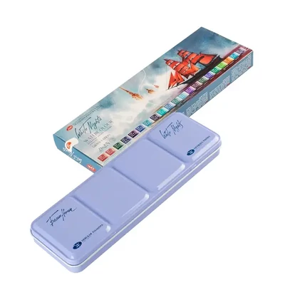 White Nights szilkés akvarellfesték készlet - 21 db, Granulation, fémdobozban