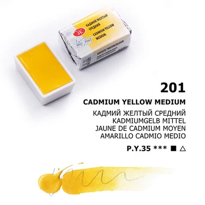 White Nights szilkés akvarellfesték, 2,5 ml - 201, cadmium yellow medium