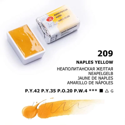 White Nights szilkés akvarellfesték, 2,5 ml - 209, naples yellow